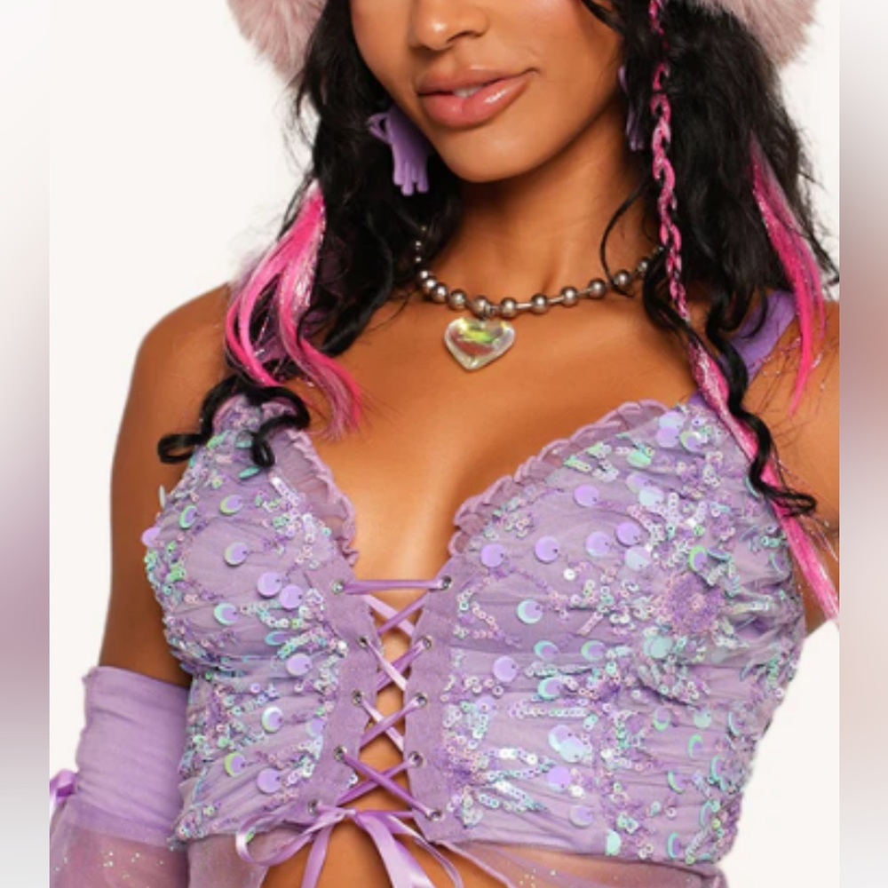 Lavender Sequin Floral Fairy Skirt Set - Picture 2 of 2
